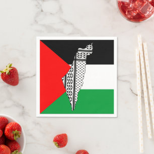 Palestine Flag and Map with Keffiyeg Pattern Napkins