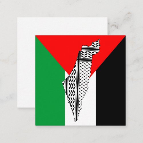  Palestine Flag and Map with Keffiyeg Pattern Note Card