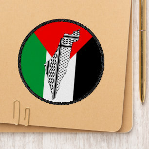 Palestine Flag and Map with Keffiyeg Pattern Patch