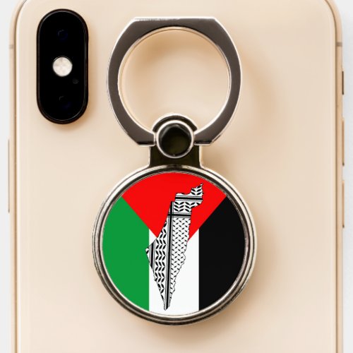 Palestine Flag and Map with Keffiyeg Pattern Phone Ring Stand