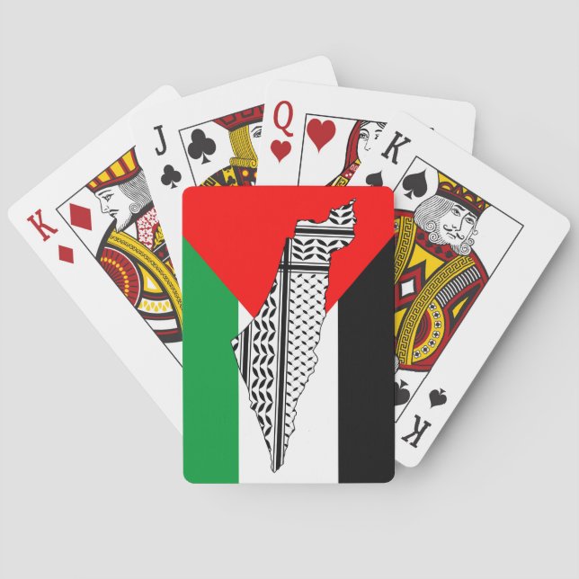  Palestine Flag and Map with Keffiyeg Pattern Poker Cards (Back)