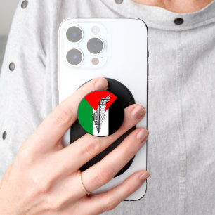 Palestine Flag and Map with Keffiyeg Pattern PopSocket