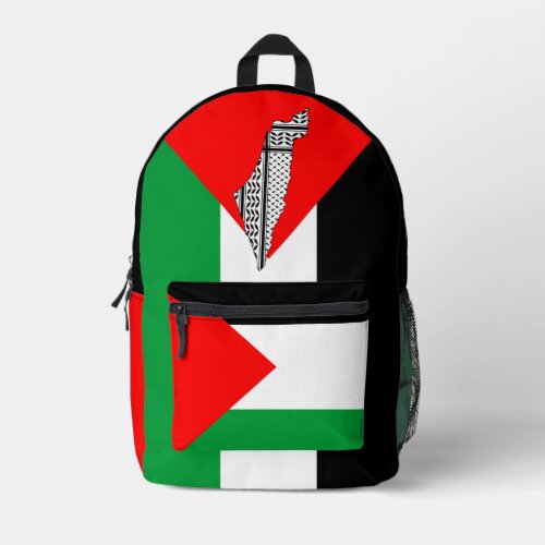 Palestine Flag and Map with Keffiyeg Pattern Printed Backpack