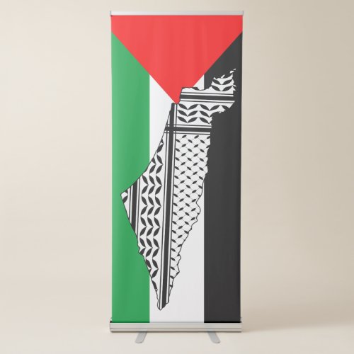 Palestine Flag and Map with Keffiyeg Pattern Retractable Banner