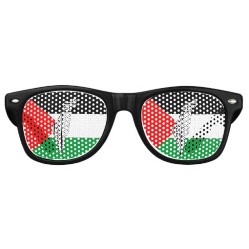 Palestine Flag and Map with Keffiyeg Pattern Retro Sunglasses
