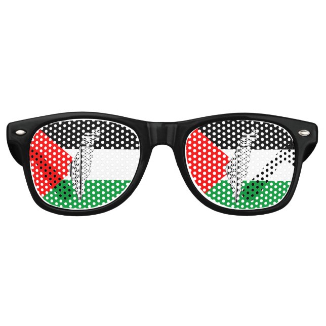 Palestine Flag and Map with Keffiyeg Pattern Retro Sunglasses (Front)