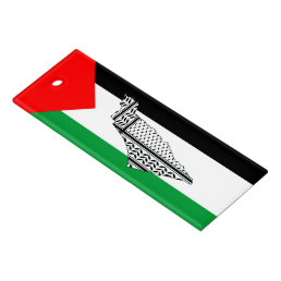 Palestine Flag and Map with Keffiyeg Pattern Ruler