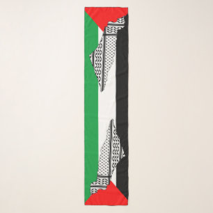 Palestine Flag and Map with Keffiyeg Pattern Scarf