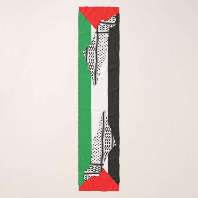 Palestine Flag and Map with Keffiyeg Pattern Scarf (Front)
