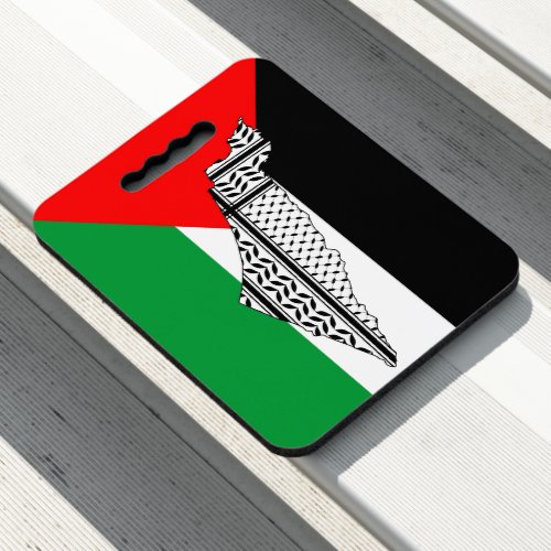 Palestine Flag and Map with Keffiyeg Pattern Seat Cushion