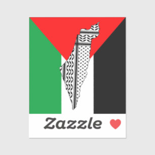 Palestine Flag and Map with Keffiyeg Pattern Sticker