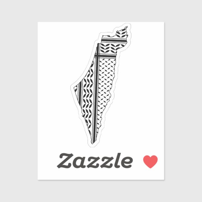 Palestine Flag and Map with Keffiyeg Pattern Sticker (Sheet)