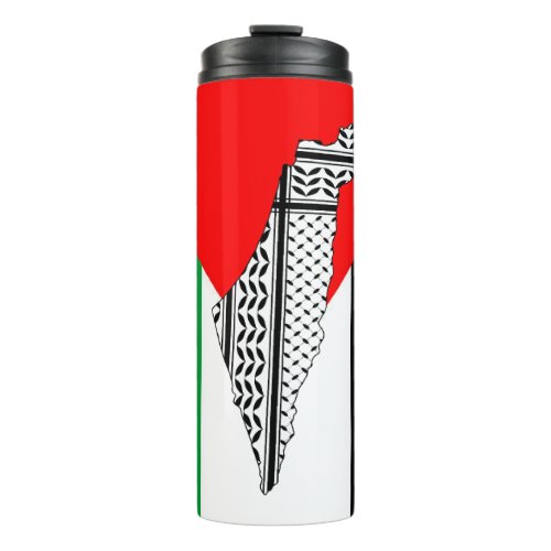  Palestine Flag and Map with Keffiyeg Pattern Thermal Tumbler