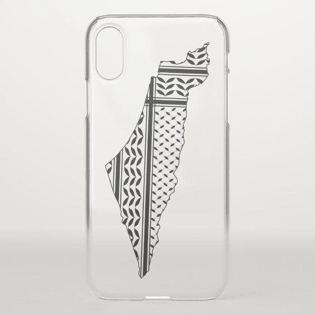 Palestine Flag and Map with Keffiyeg Pattern Uncommon iPhone Case (Back)