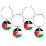  Palestine Flag and Map with Keffiyeg Pattern Wine Charm