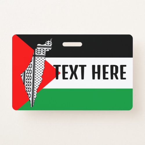 Palestine Flag and Map with Keffiyeh Pattern Badge