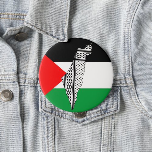 Palestine Flag and Map with Keffiyeh Pattern Button