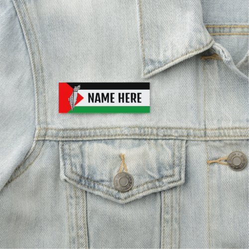 Palestine Flag and Map with Keffiyeh Pattern Name Tag