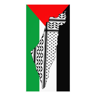 Palestine Flag and Map with Keffiyeh Pattern Photo Print