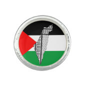 Palestine Flag and Map with Keffiyeh Pattern Ring (Front)