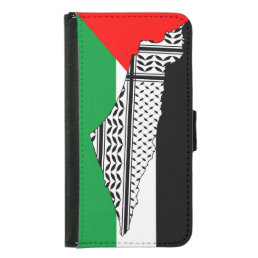 Palestine Flag and Map with Keffiyeh Pattern Samsung Galaxy S5 Wallet Case