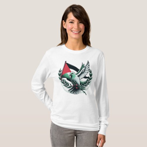 Palestine Flag Behide Freedoms Pigeon T_Shirt