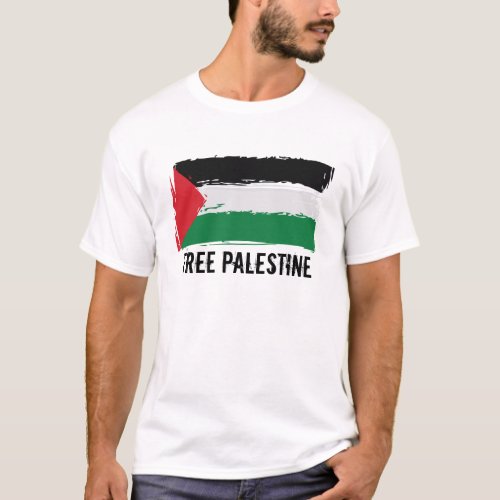 Palestine Flag Brush Art _ Free Palestine T_Shirt