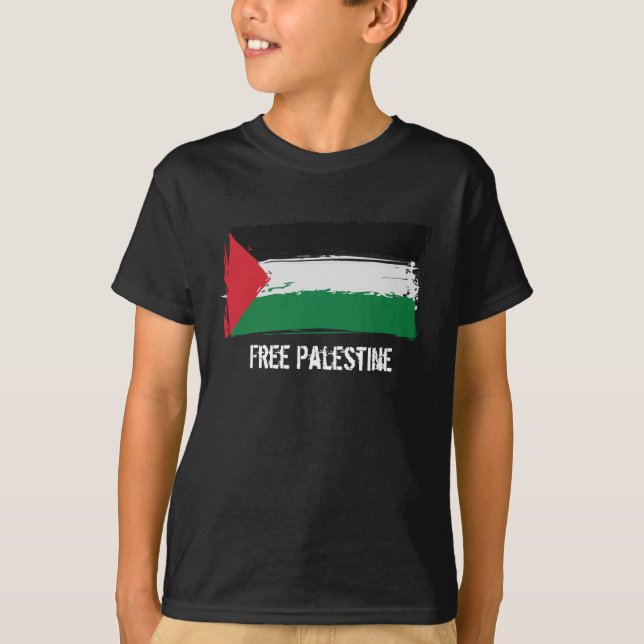 Palestine Flag Brush Art - Free Palestine T-Shirt (Front)