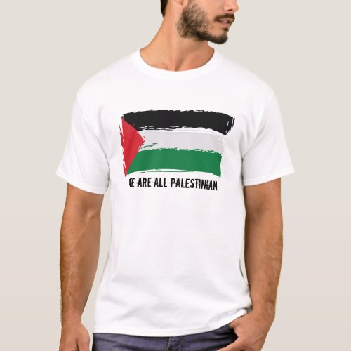 Palestine Flag Brush Art _ We are all Palestinian T_Shirt