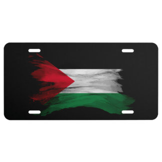 Palestine flag brush stroke, national flag license plate