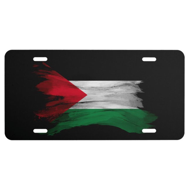 Palestine flag brush stroke, national flag license plate (Front)