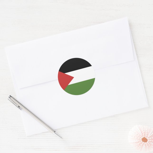 Palestine flag classic round sticker (Envelope)