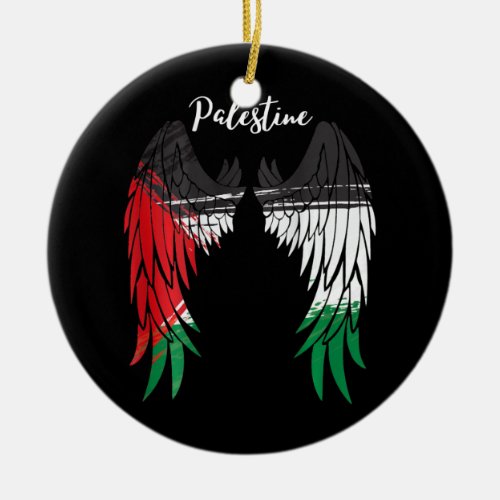 Palestine Flag Dad On Back Side Palestinian Angel Ceramic Ornament