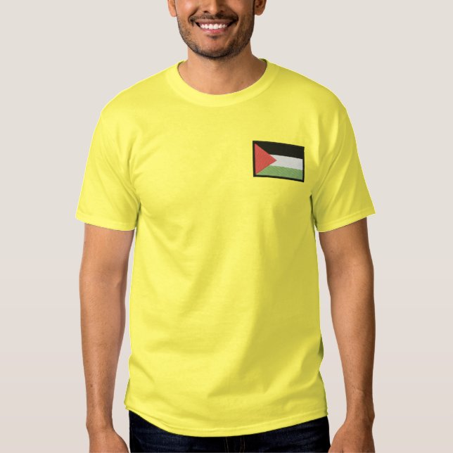 Palestine Flag Embroidered T-Shirt (Front)