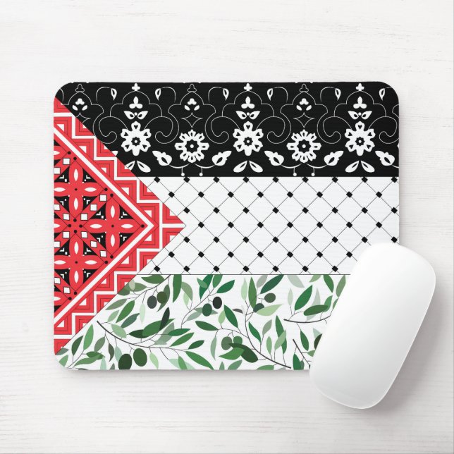 Palestine Flag Falastini Artwork Kuffiyeh Olives Mouse Pad (With Mouse)