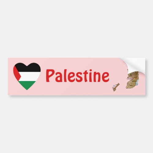 Palestine Flag Heart  Map Bumper Sticker