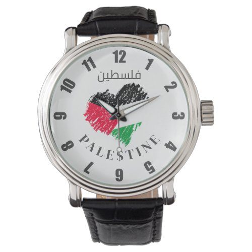 Palestine flag heart Palestinian Customized watch 