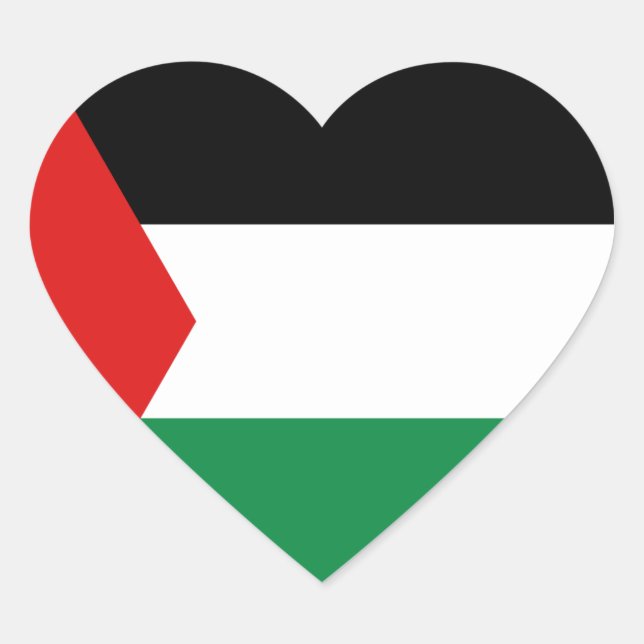 Palestine Flag Heart Sticker (Front)