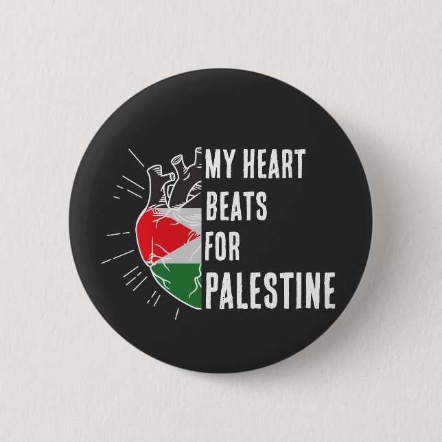 Palestine Flag Human Heart Button (Front)
