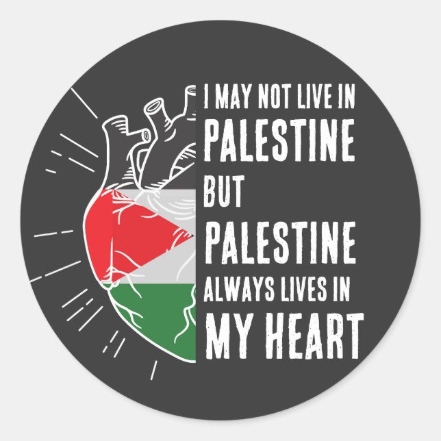 Palestine Flag Human Heart Classic Round Sticker (Front)