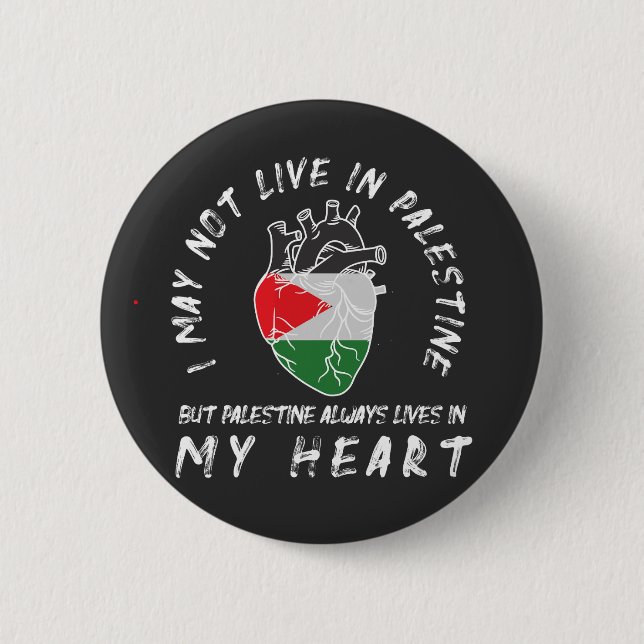 Palestine Flag Human Heart T-Shirt Button (Front)
