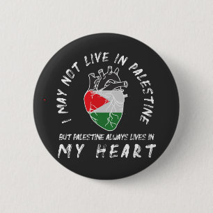 Palestine Flag Human Heart T-Shirt Button