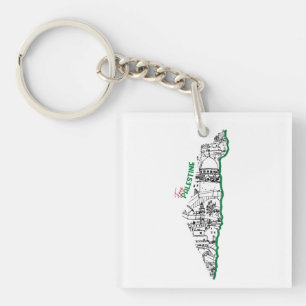 Palestine flag inside its map, Visit Palestine Keychain