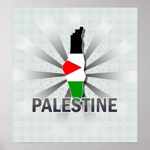 Palestine Flag Map 20 Poster