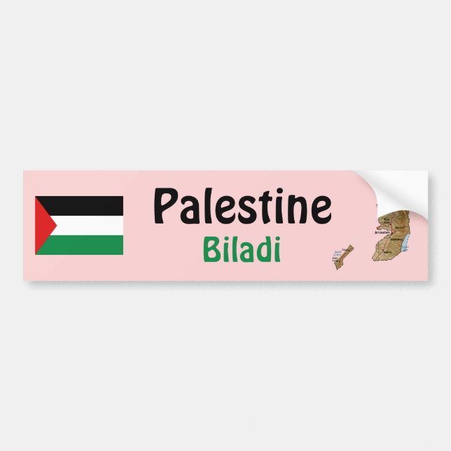 Palestine Flag + Map Bumper Sticker (Front)