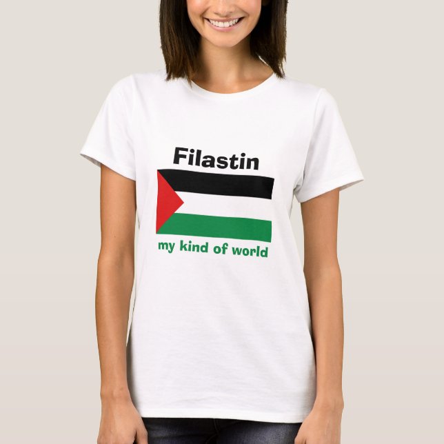 Palestine Flag + Map + Text T-Shirt (Front)