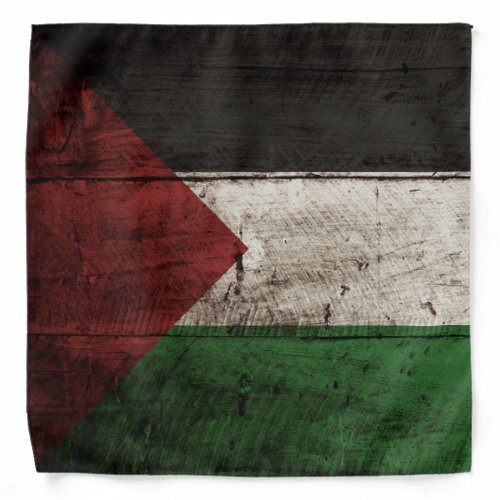 Palestine Flag on Old Wood Grain Bandana
