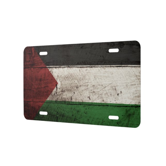 Palestine Flag on Old Wood Grain License Plate | Zazzle