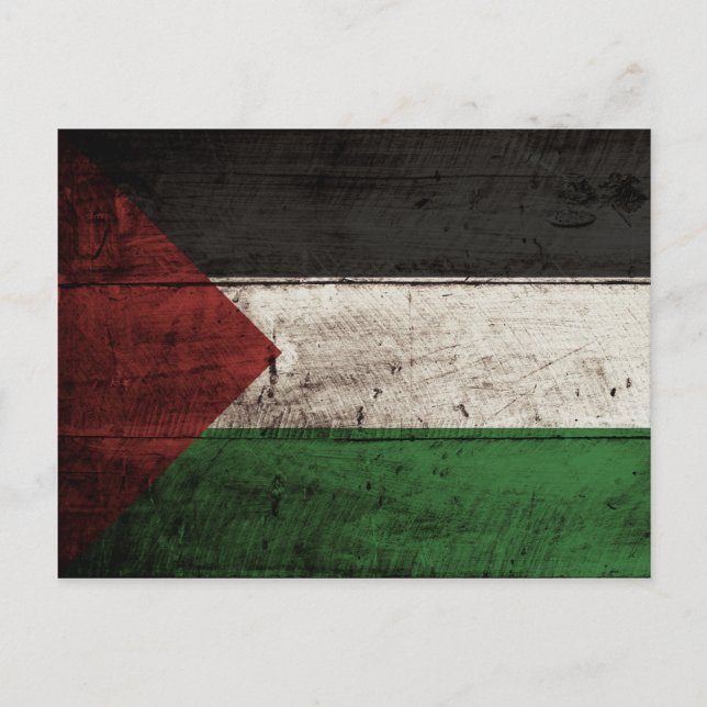 Palestine Flag on Old Wood Grain Postcard (Front)