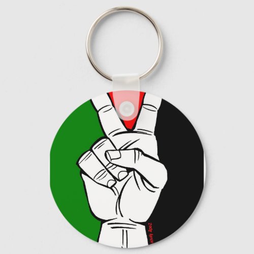 PALESTINE FLAG PEACE SIGN KEYCHAIN